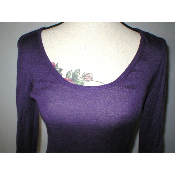 NWT $148 6 New French Connection Dress Dark Purple Womens Sexy Long Sleeves Knit - Picture 2 of 6